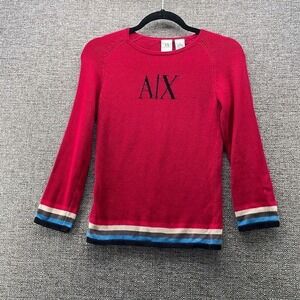 Armani Exchange‎ A|X Womens Sweater Size Small 90s Y2K Preppy Striped Trim Knit